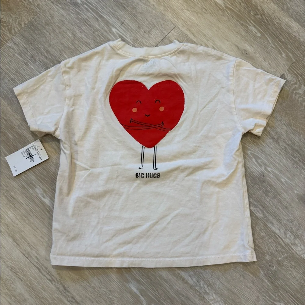 NWT - NEXT Kids Cream Tee with Red Heart - 5-6 years size